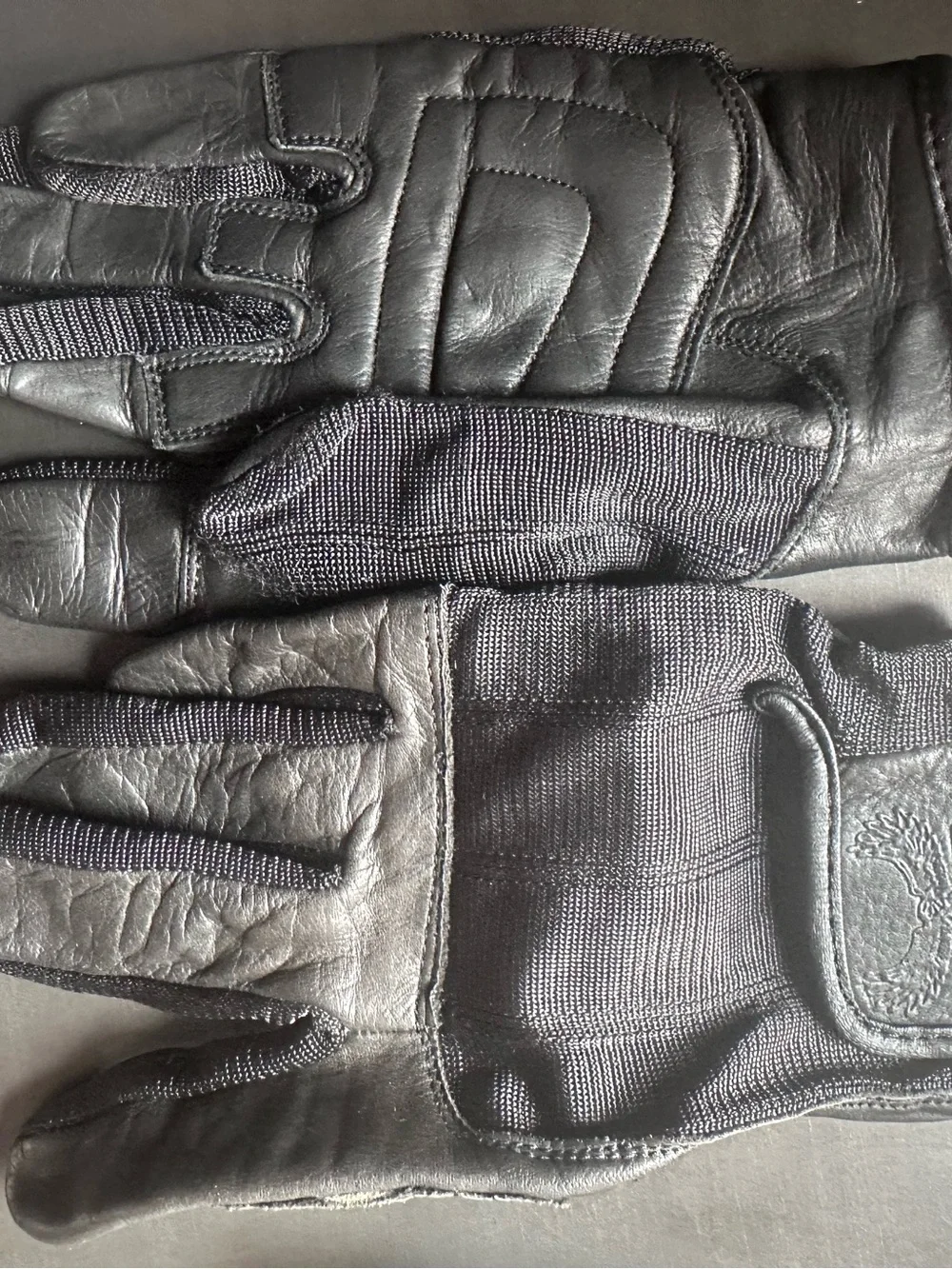 Women’s Black Leather & Knit Hybrid Gloves